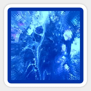Blue Cells Acrylic Fluid Artwork Lightning Sticker